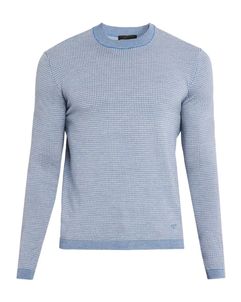 Men's Wool Geometric Check Crewneck Sweater Men's Wool Geometric Check Crewneck Sweater