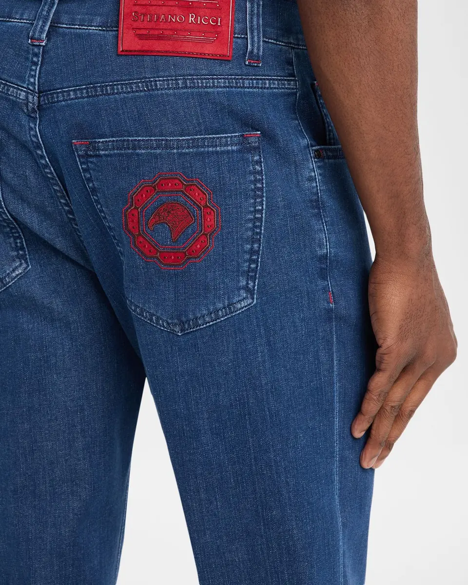 Stefano Ricci Men's Cotton-Blend Skinny Jeans | Thumbnail 4