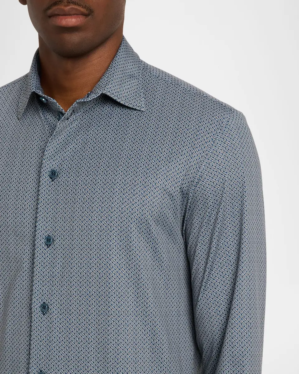 Emporio Armani Men's Polyester Stretch Micro-Geometric Sport Shirt | Thumbnail 5 Emporio Armani Men's Polyester Stretch Micro-Geometric Sport Shirt | Thumbnail 5