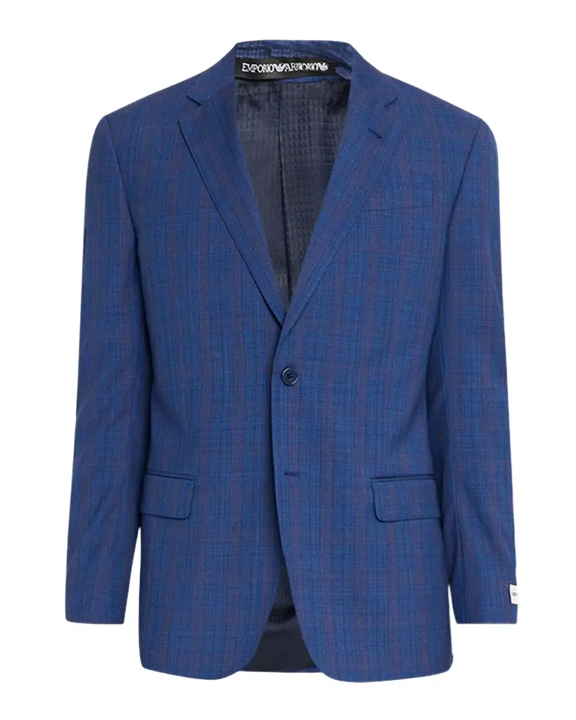 Emporio Armani Prince of Wales Check Wool Single-Breasted Blazer | Image 1 Emporio Armani Prince of Wales Check Wool Single-Breasted Blazer | Image 1
