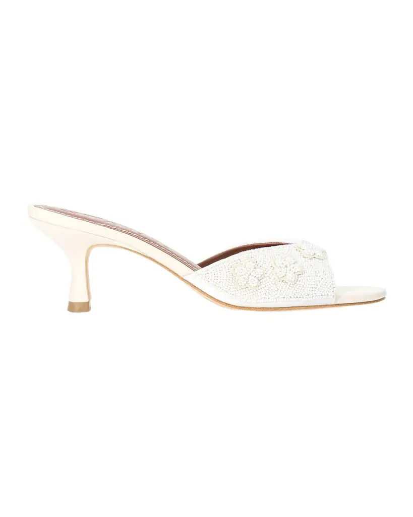 STAUD 60mm Brigitte Beaded Satin Kitten-Heel Mules | Image 1 STAUD 60mm Brigitte Beaded Satin Kitten-Heel Mules | Image 1