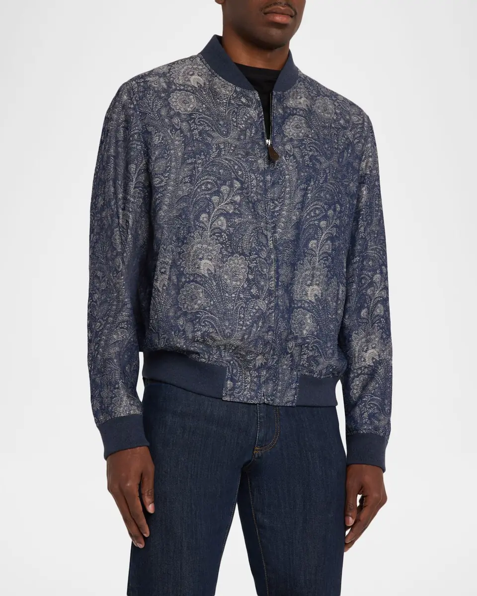 Etro Men's Paisely Jacquard Bomber Jacket | Thumbnail 3