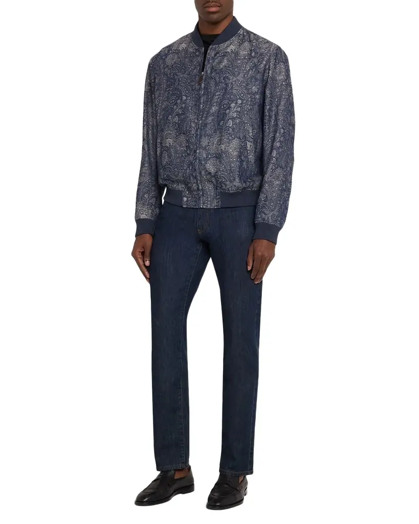 Men's Paisely Jacquard Bomber Jacket Men's Paisely Jacquard Bomber Jacket