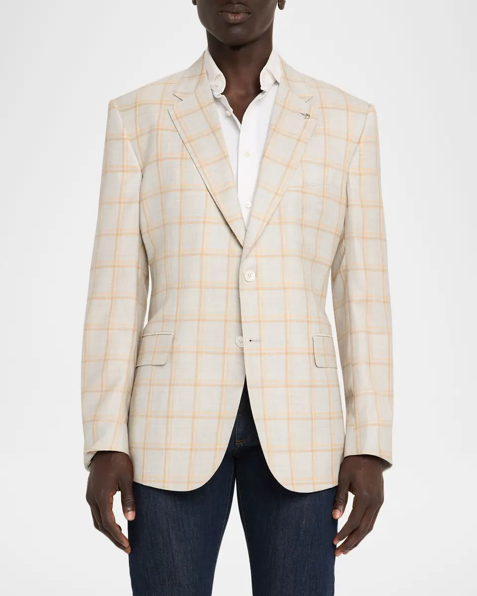 Stefano Ricci Men's Cashmere and Silk Windowpane Plaid Sport Coat | Thumbnail 3 Stefano Ricci Men's Cashmere and Silk Windowpane Plaid Sport Coat | Thumbnail 3