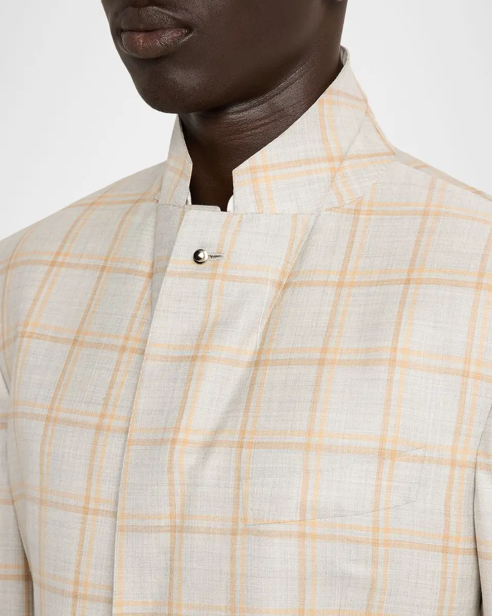 Stefano Ricci Men's Cashmere and Silk Windowpane Plaid Sport Coat | Thumbnail 6 Stefano Ricci Men's Cashmere and Silk Windowpane Plaid Sport Coat | Thumbnail 6