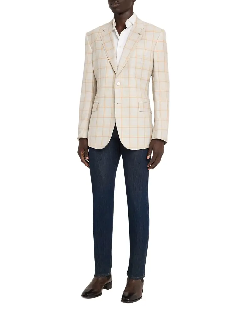 Stefano Ricci Men's Cashmere and Silk Windowpane Plaid Sport Coat | Image 1 Stefano Ricci Men's Cashmere and Silk Windowpane Plaid Sport Coat | Image 1