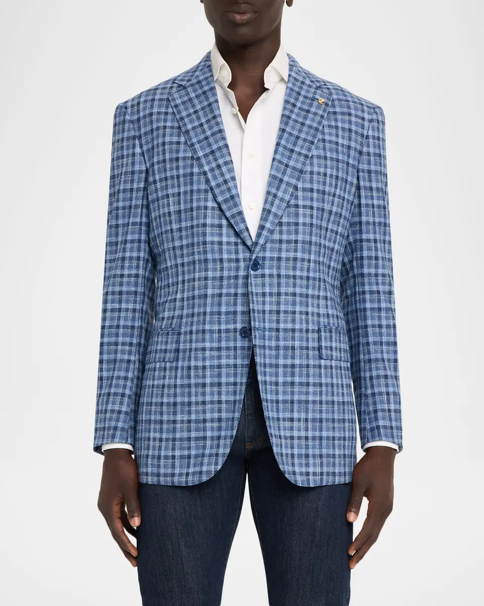 Stefano Ricci Men's Wool, Silk and Cotton Check Sport Coat | Thumbnail 3 Stefano Ricci Men's Wool, Silk and Cotton Check Sport Coat | Thumbnail 3