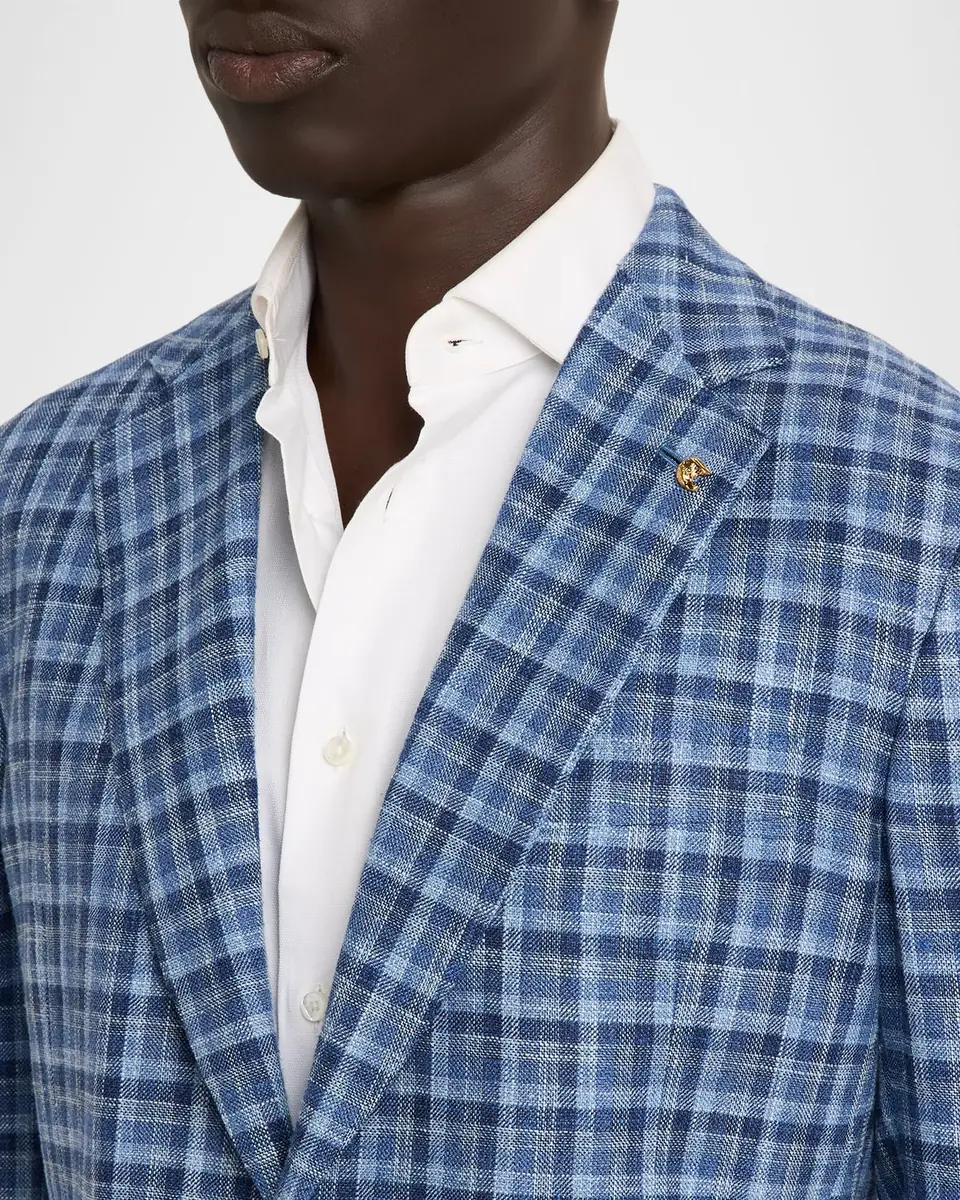 Stefano Ricci Men's Wool, Silk and Cotton Check Sport Coat | Thumbnail 4 Stefano Ricci Men's Wool, Silk and Cotton Check Sport Coat | Thumbnail 4