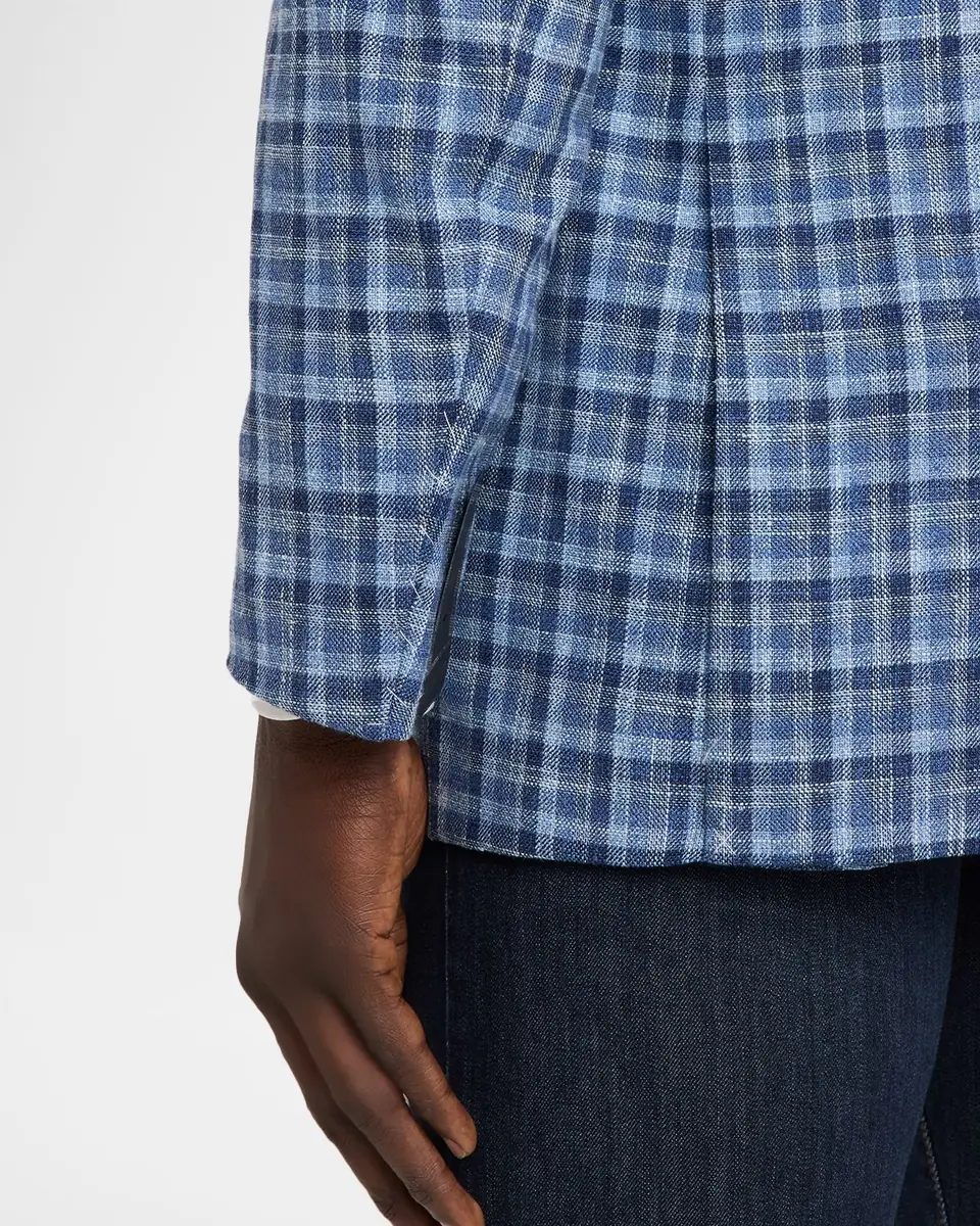 Stefano Ricci Men's Wool, Silk and Cotton Check Sport Coat | Thumbnail 7 Stefano Ricci Men's Wool, Silk and Cotton Check Sport Coat | Thumbnail 7