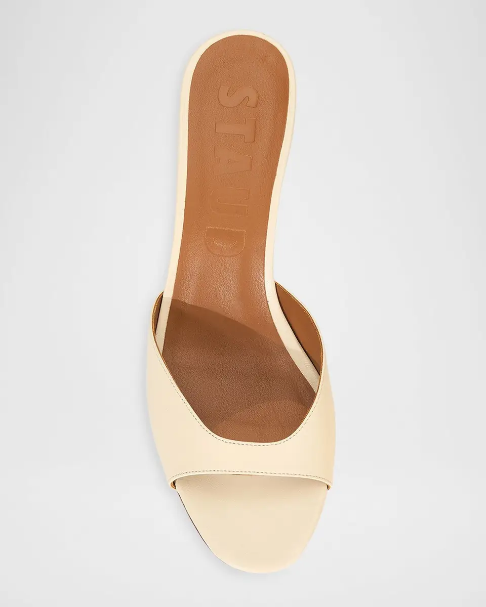 STAUD 60mm Brigitte Leather Kitten-Heel Mules | Thumbnail 3