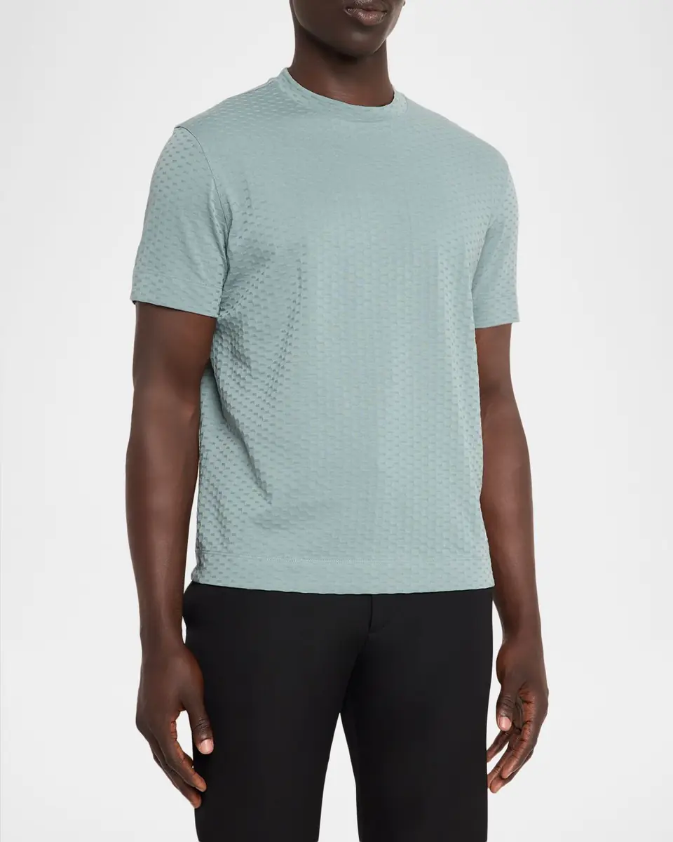Emporio Armani Men's Cotton Jacquard Crewneck T-Shirt | Thumbnail 4 Emporio Armani Men's Cotton Jacquard Crewneck T-Shirt | Thumbnail 4
