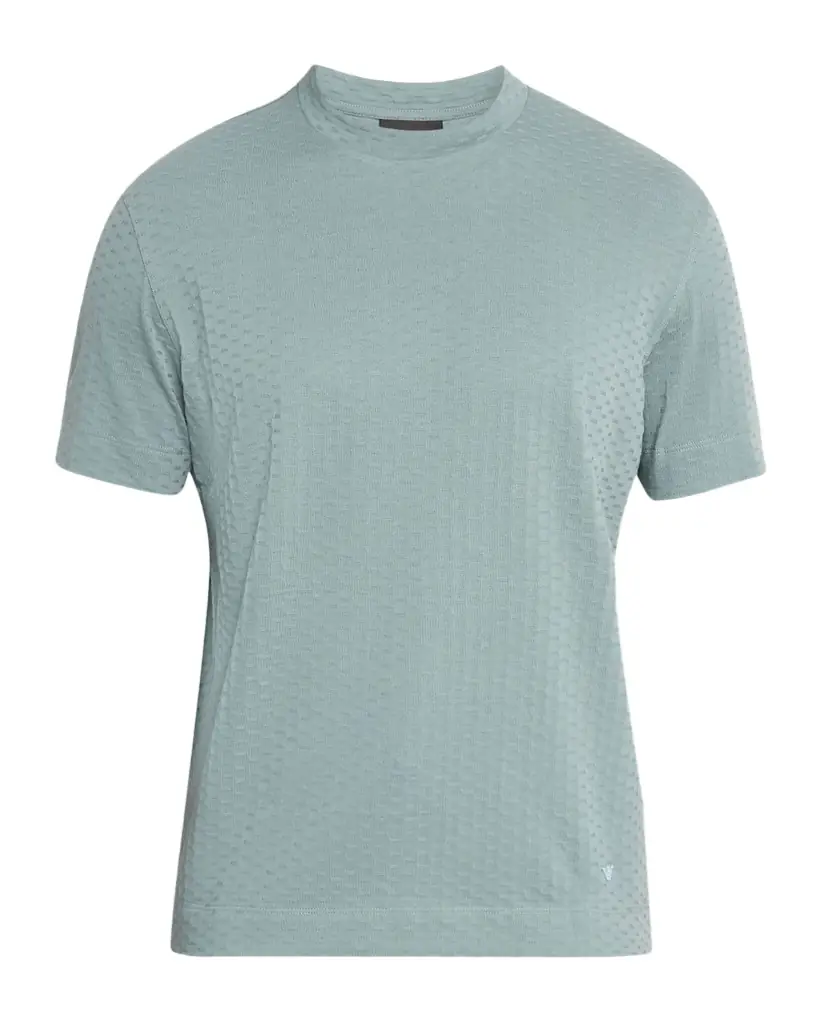 Emporio Armani Men's Cotton Jacquard Crewneck T-Shirt | Image 1 Emporio Armani Men's Cotton Jacquard Crewneck T-Shirt | Image 1