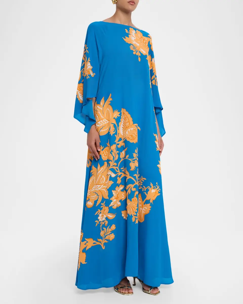 Etro Floral Print Flutter-Sleeve Maxi Dress | Thumbnail 3 Etro Floral Print Flutter-Sleeve Maxi Dress | Thumbnail 3