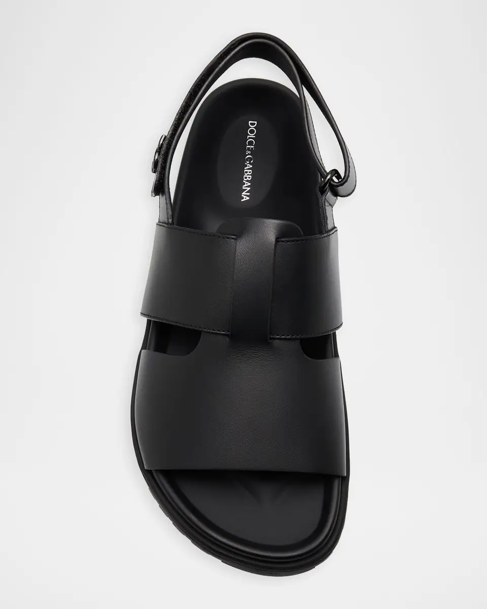 Dolce & Gabbana Men's DG Logo Leather Sandals | Thumbnail 3 Dolce & Gabbana Men's DG Logo Leather Sandals | Thumbnail 3