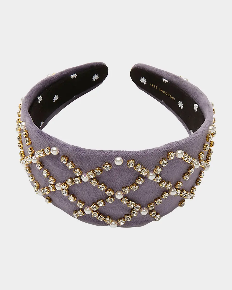 Lele Sadoughi Brigitte Embellished Velvet Headband | Thumbnail 2