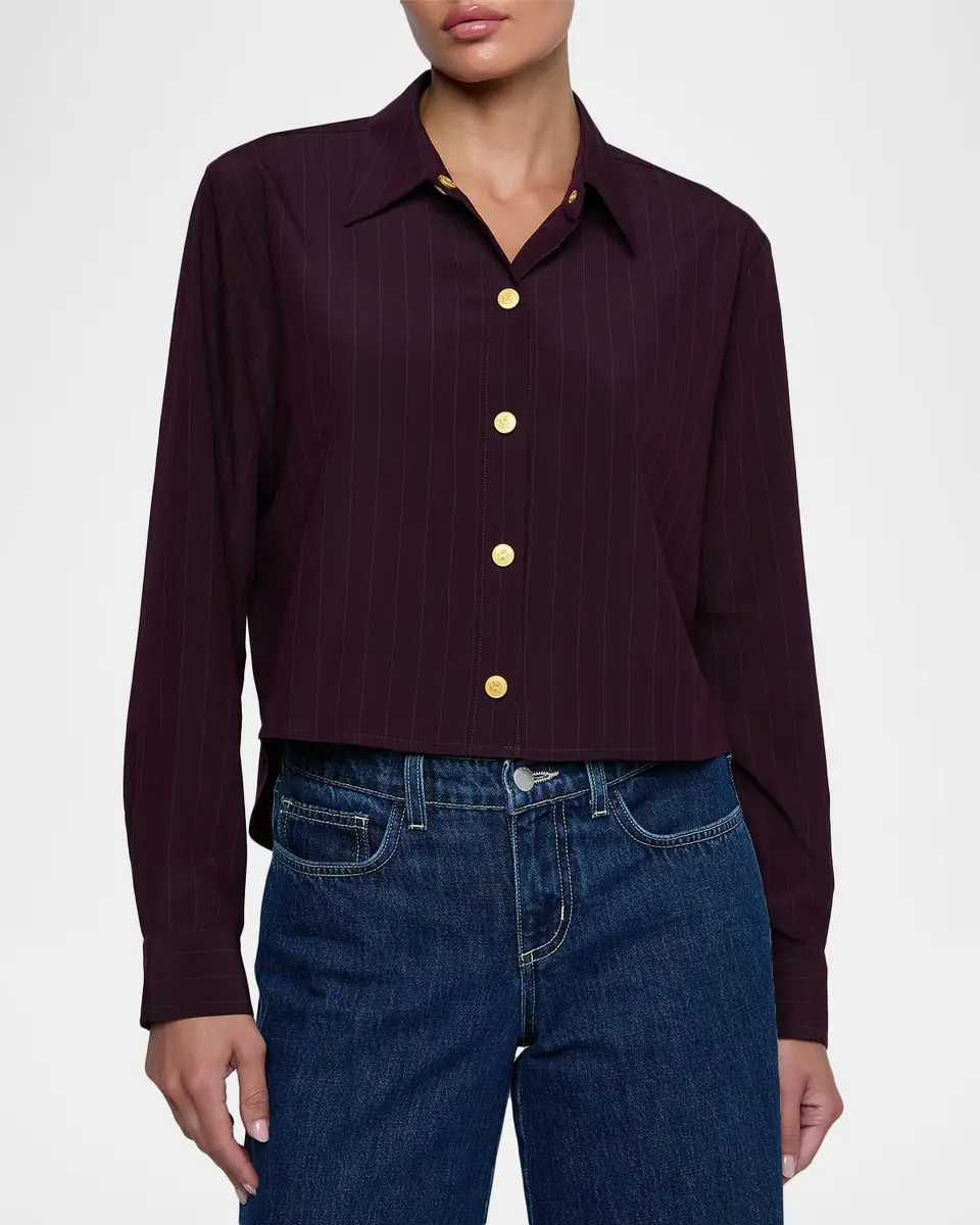 L'Agence Armida Pinstripe Long-Sleeve Shirt | Thumbnail 3 L'Agence Armida Pinstripe Long-Sleeve Shirt | Thumbnail 3