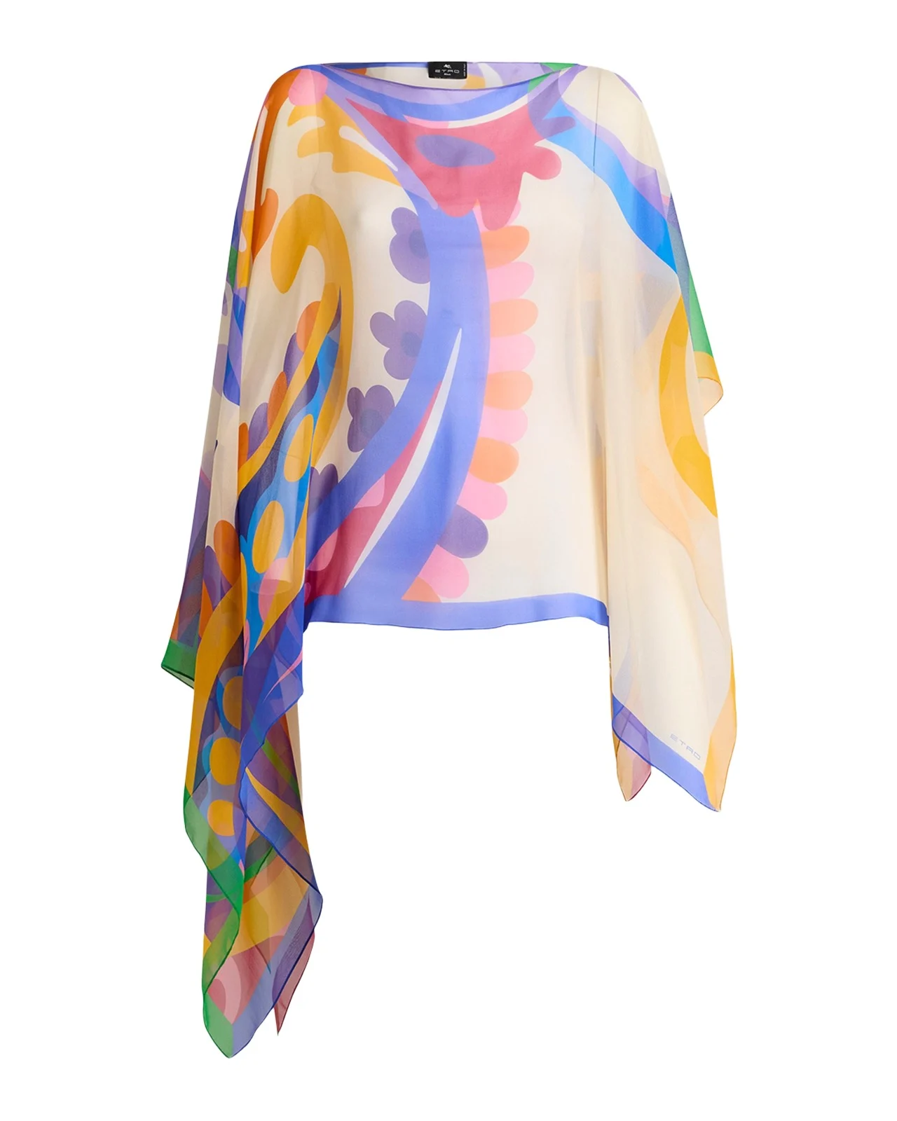 Asymmetric Printed Silk Poncho Asymmetric Printed Silk Poncho
