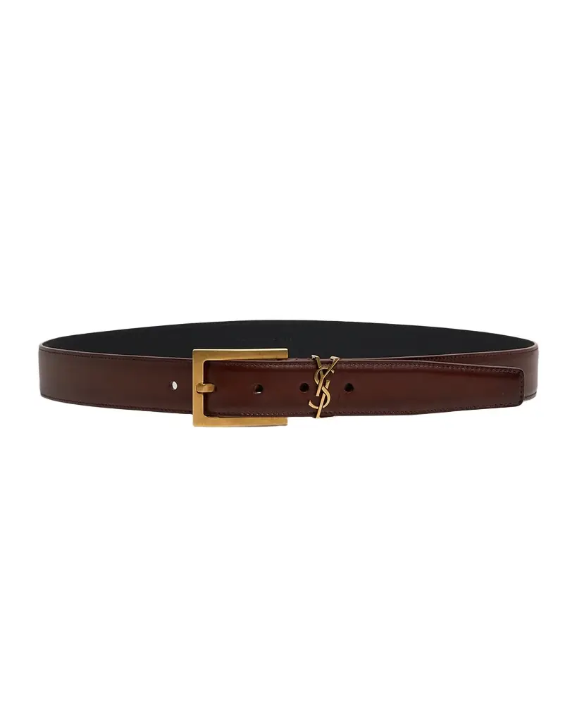 Saint Laurent Cassandre Aged-Effect Leather Belt | Image 1 Saint Laurent Cassandre Aged-Effect Leather Belt | Image 1