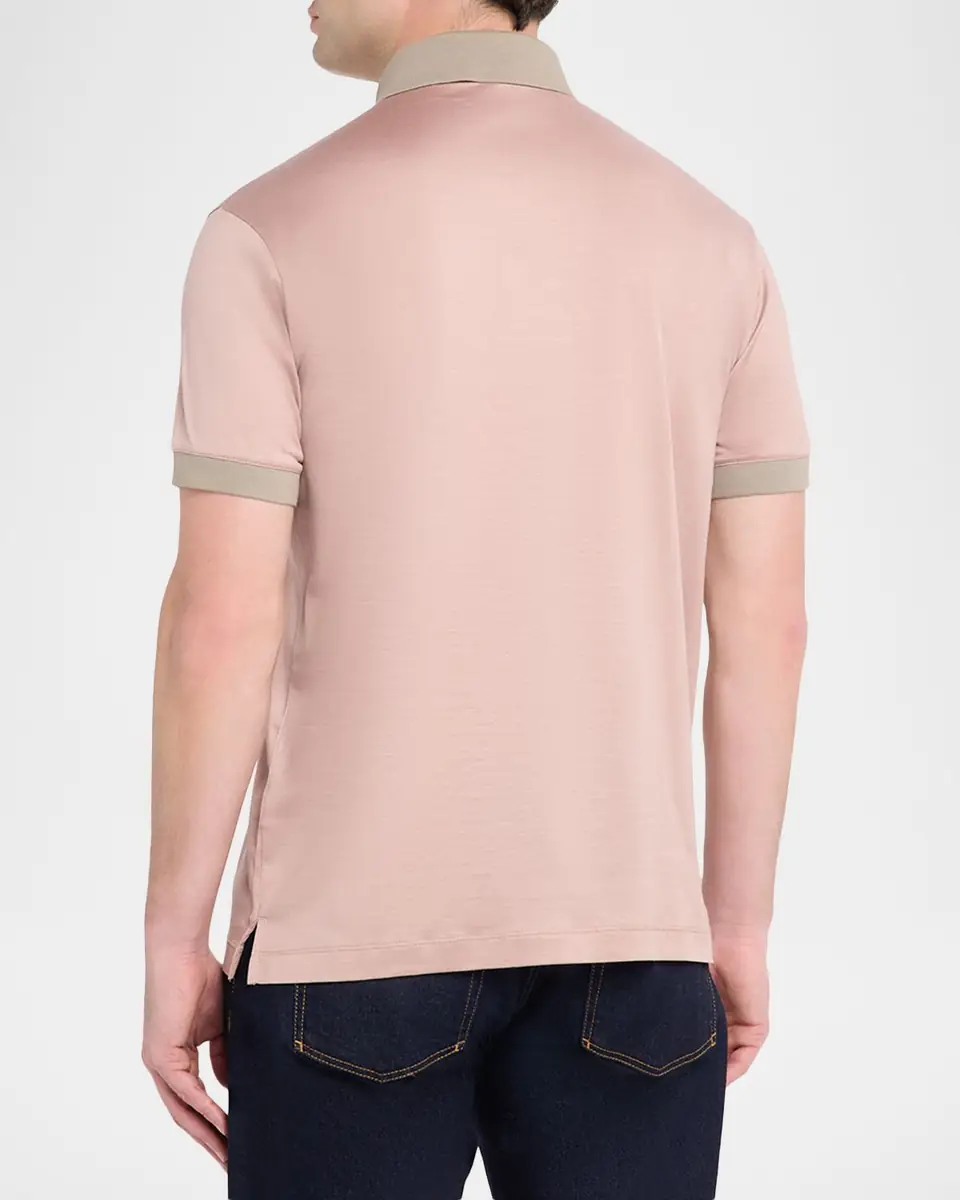 Emporio Armani Men's Lyocell and Cotton Contrast-Trim Polo Shirt | Thumbnail 2 Emporio Armani Men's Lyocell and Cotton Contrast-Trim Polo Shirt | Thumbnail 2