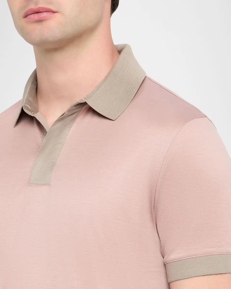 Emporio Armani Men's Lyocell and Cotton Contrast-Trim Polo Shirt | Thumbnail 4 Emporio Armani Men's Lyocell and Cotton Contrast-Trim Polo Shirt | Thumbnail 4
