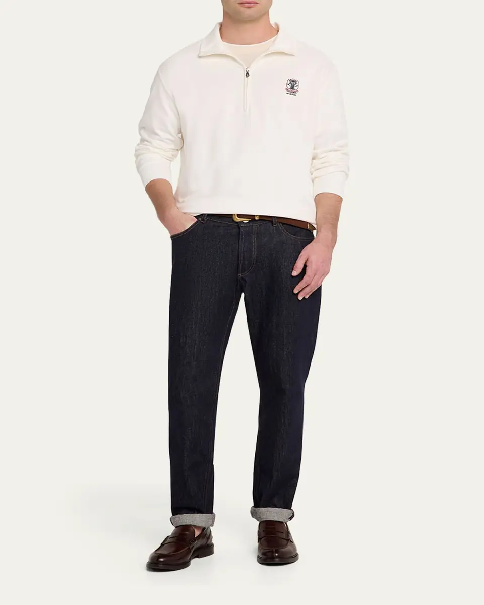 Brunello Cucinelli Men's Cotton-Blend Quarter-Zip Sweatshirt | Thumbnail 2 Brunello Cucinelli Men's Cotton-Blend Quarter-Zip Sweatshirt | Thumbnail 2