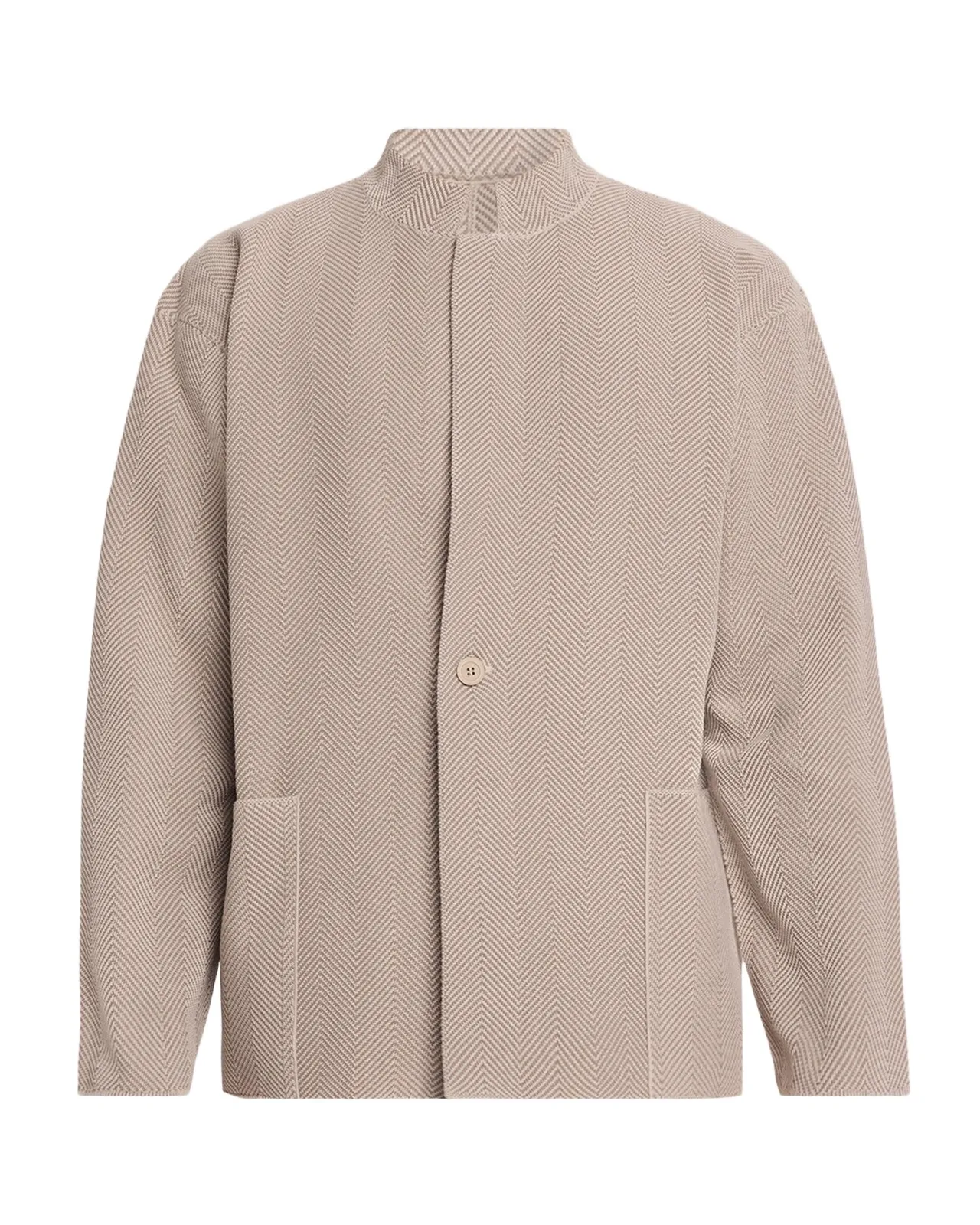 Men's Herringbone Knit Stand-Collar Jacket Men's Herringbone Knit Stand-Collar Jacket