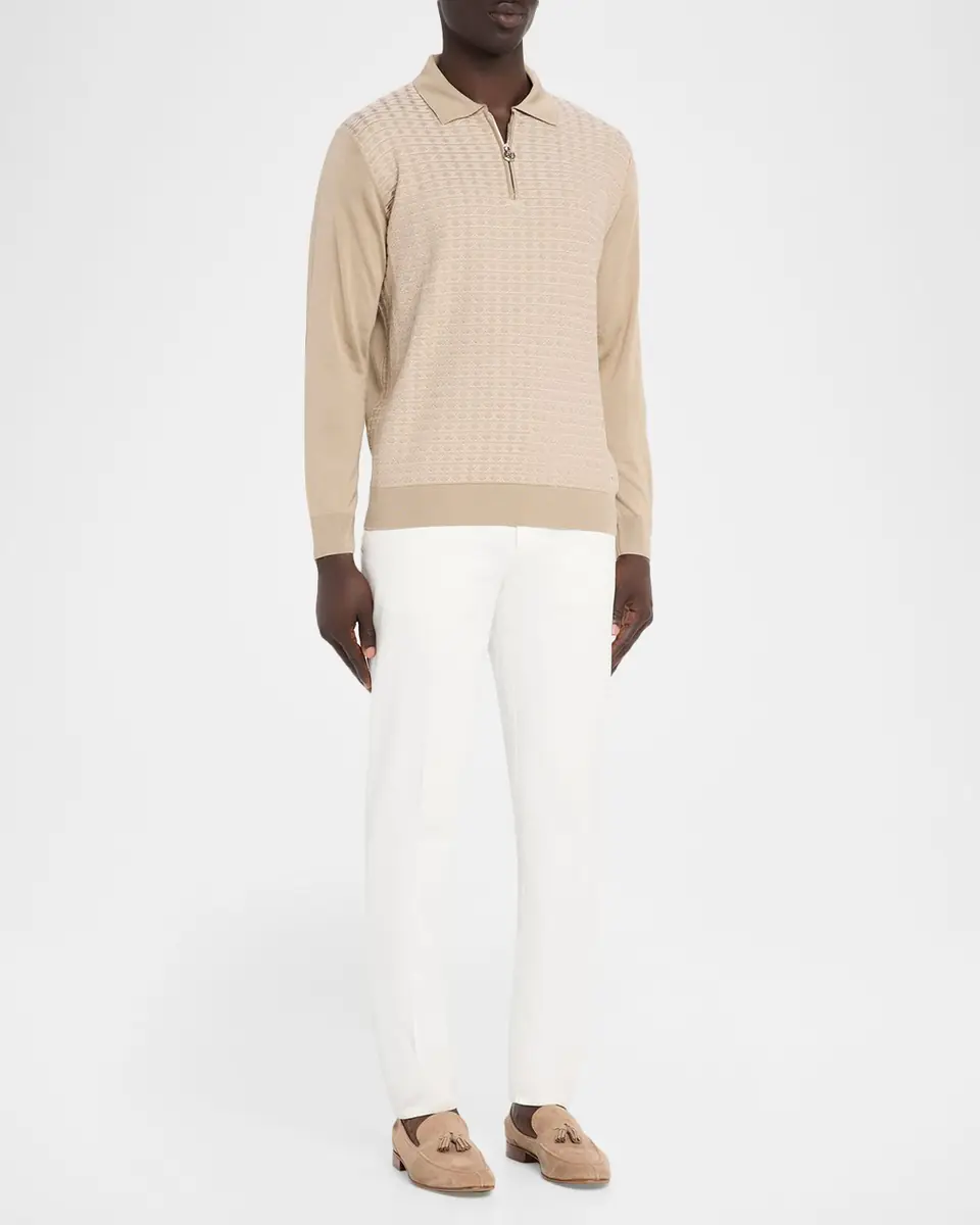 Stefano Ricci Men's Silk and Cotton Chain Link Polo Sweater | Thumbnail 2 Stefano Ricci Men's Silk and Cotton Chain Link Polo Sweater | Thumbnail 2