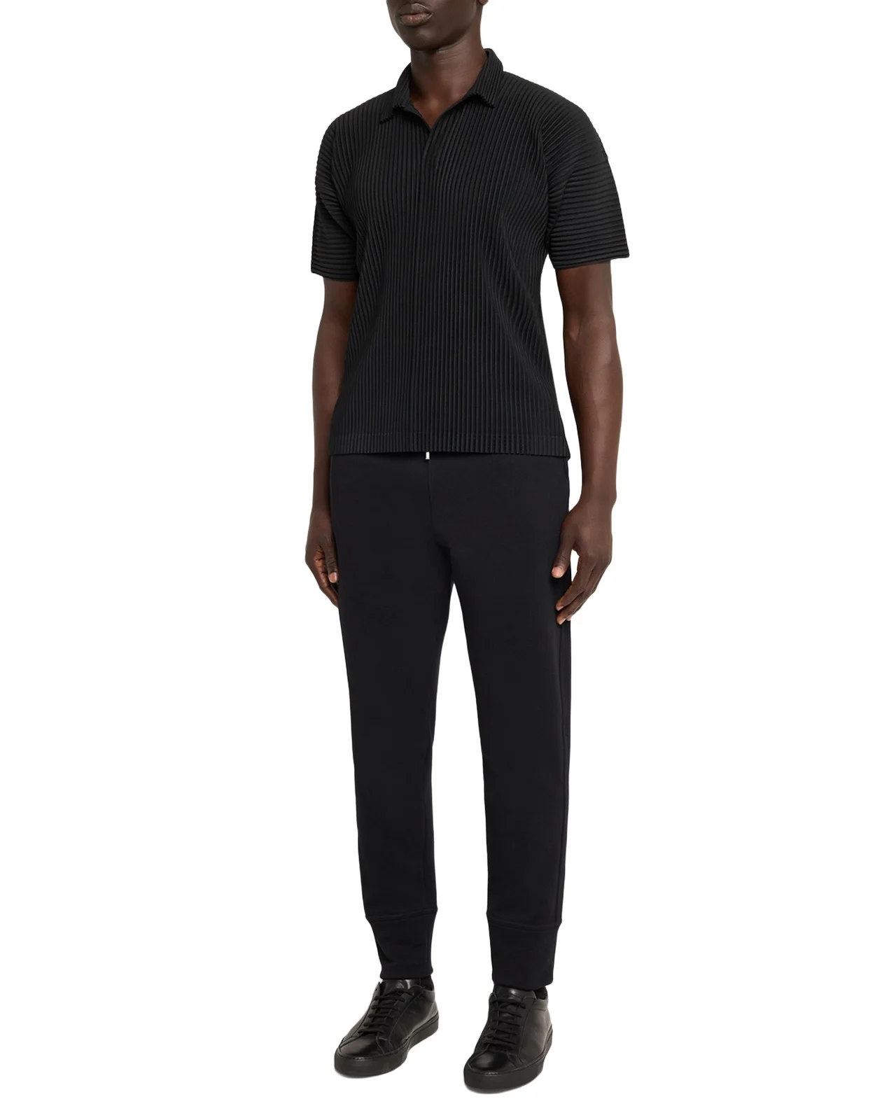 Men's Basics Pleated Johnny Collar Polo Shirt