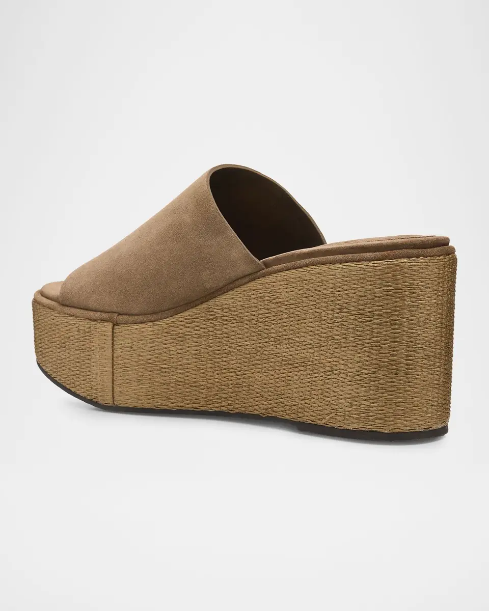 Brunello Cucinelli Suede & Raffia Wedge Sandals | Thumbnail 3 Brunello Cucinelli Suede & Raffia Wedge Sandals | Thumbnail 3