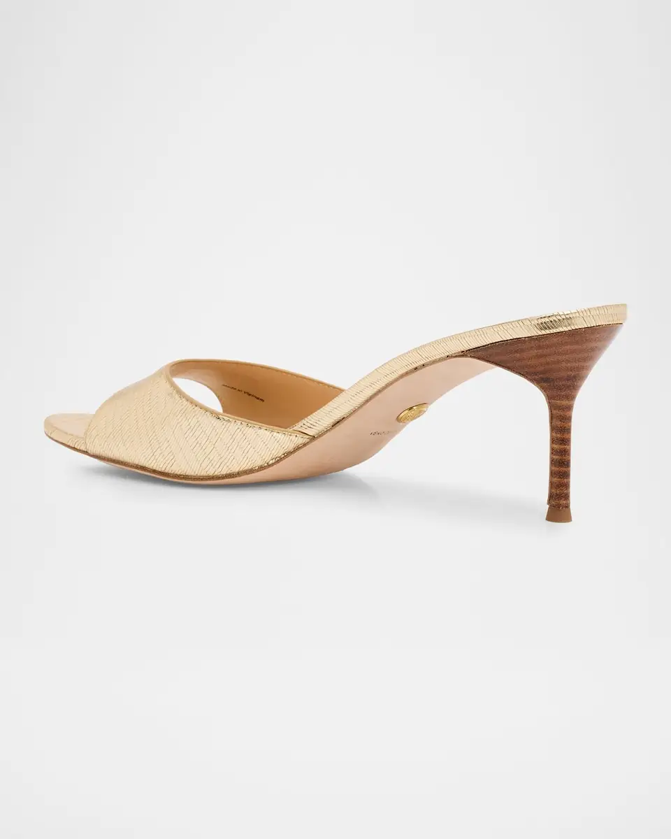 Veronica Beard Tia Embossed Metallic Leather Mid-Heel Sandals | Thumbnail 3 Veronica Beard Tia Embossed Metallic Leather Mid-Heel Sandals | Thumbnail 3