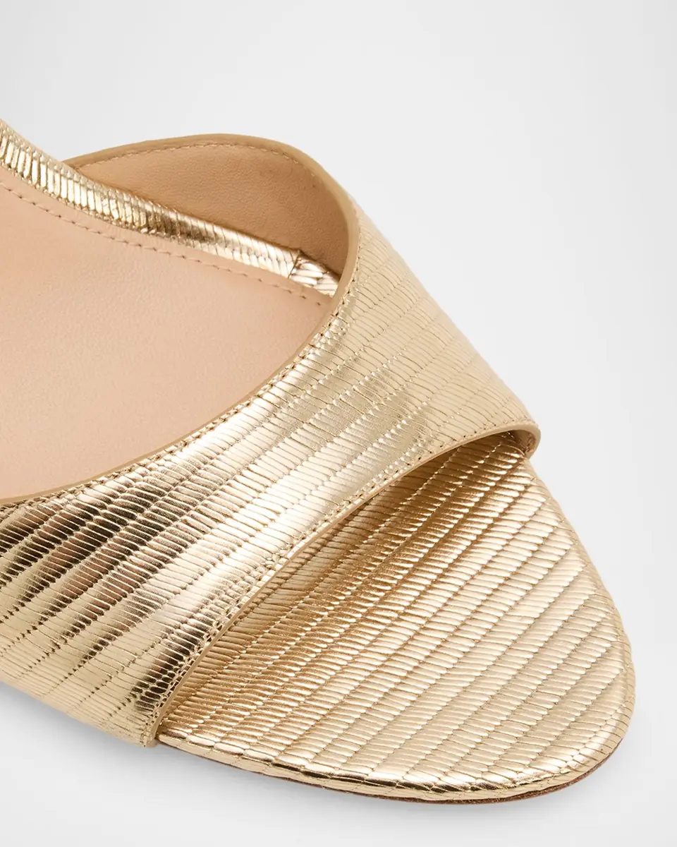 Veronica Beard Tia Embossed Metallic Leather Mid-Heel Sandals | Thumbnail 4 Veronica Beard Tia Embossed Metallic Leather Mid-Heel Sandals | Thumbnail 4