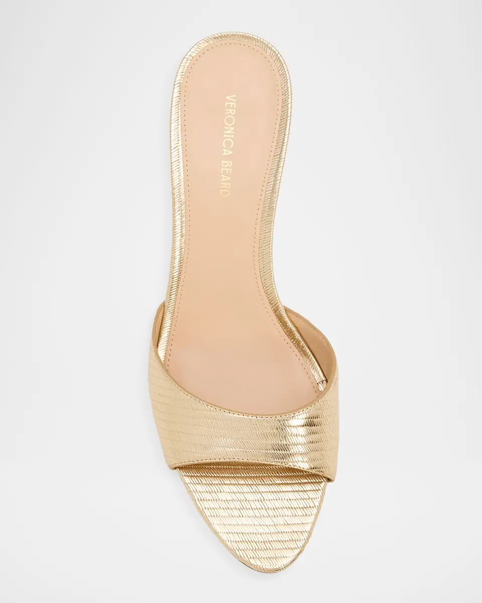 Veronica Beard Tia Embossed Metallic Leather Mid-Heel Sandals | Thumbnail 5 Veronica Beard Tia Embossed Metallic Leather Mid-Heel Sandals | Thumbnail 5