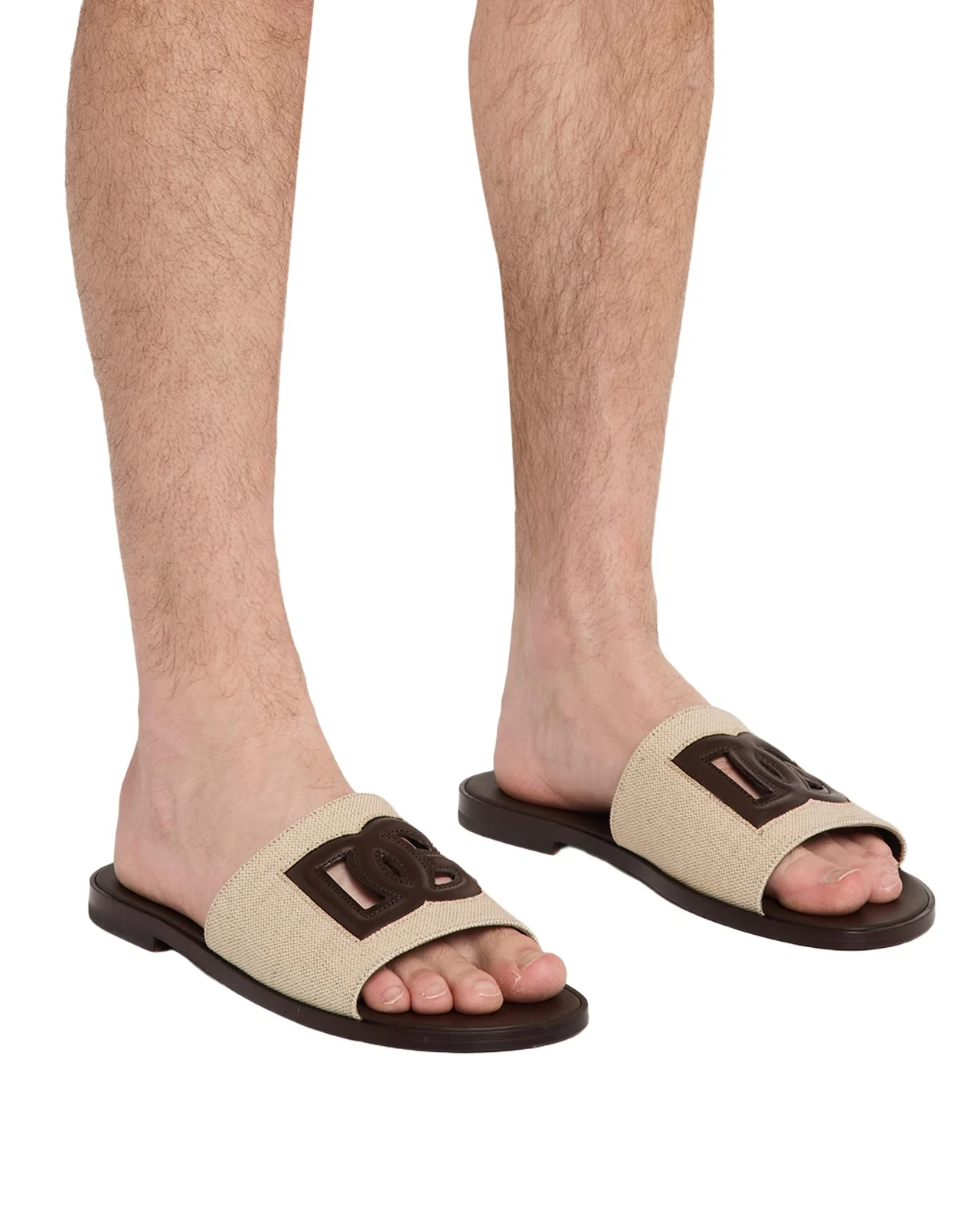 Dolce & Gabbana Men's Leo Leopard-Print Goat Hide Slides