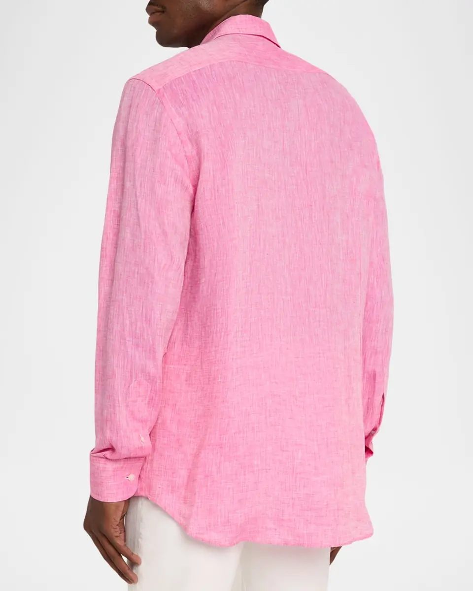 Etro Men's Pegaso Linen Roma-Fit Shirt | Thumbnail 3 Etro Men's Pegaso Linen Roma-Fit Shirt | Thumbnail 3