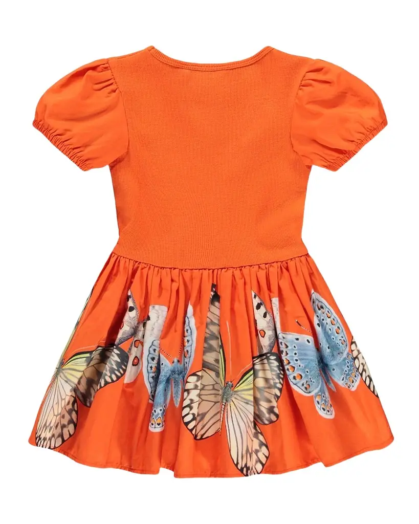 Molo Girl 's Caitlin Puff-Sleeve Organic Cotton Dress, Size 6M-2 | Image 1 Molo Girl 's Caitlin Puff-Sleeve Organic Cotton Dress, Size 6M-2 | Image 1