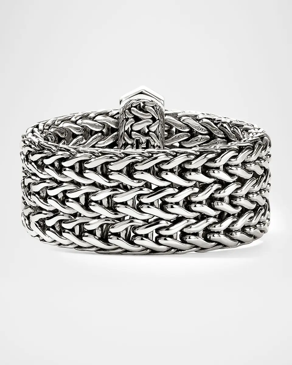 John Hardy Icon Link Sterling Silver and Diamond Bar Ring, 9mm | Thumbnail 3