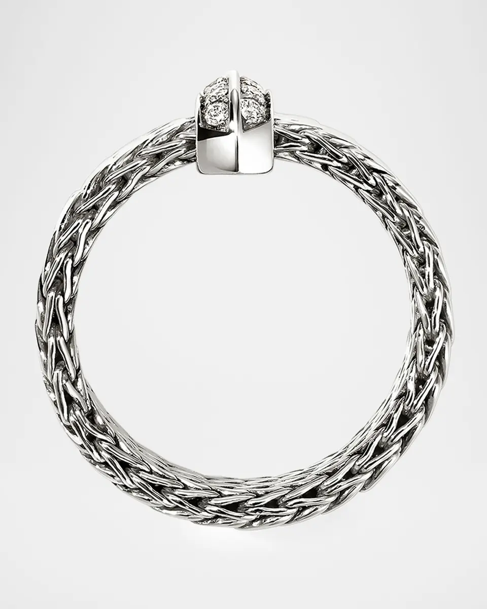 John Hardy Icon Link Sterling Silver and Diamond Bar Ring, 9mm | Thumbnail 4