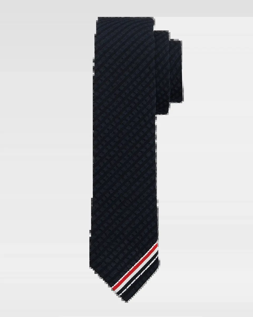 Thom Browne Men's Grosgrain-Trim Classic Wool Tie | Thumbnail 2 Thom Browne Men's Grosgrain-Trim Classic Wool Tie | Thumbnail 2