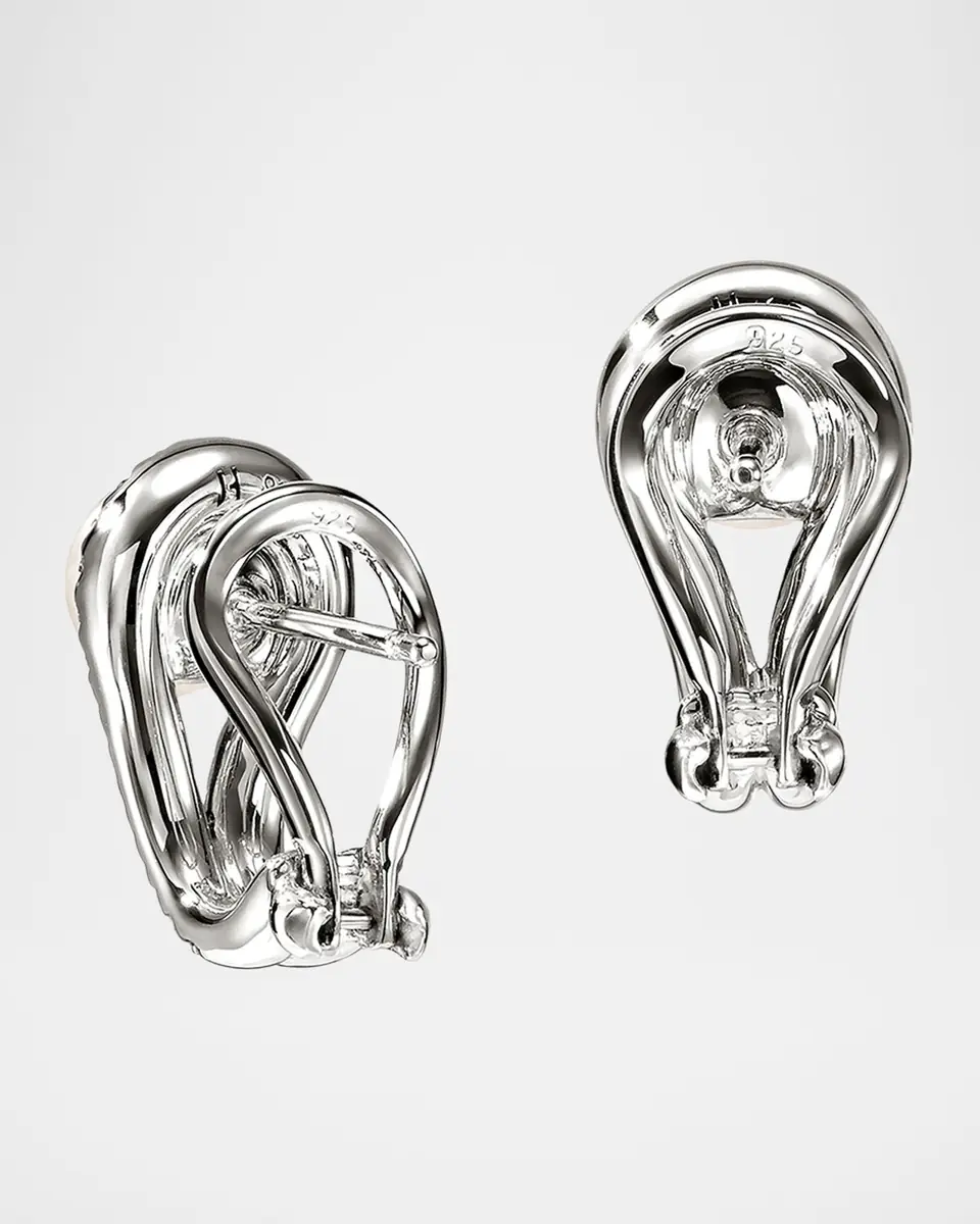 John Hardy Sterling Silver Surf Earrings with Diamonds and Pearls | Thumbnail 3