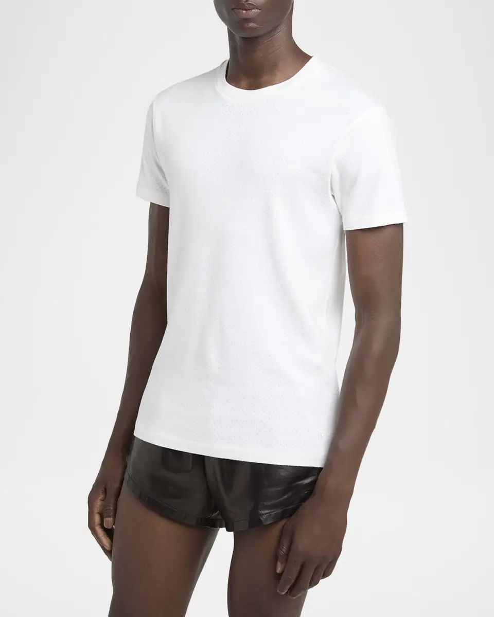 TOM FORD Men's Perforated Ribbed T-Shirt | Thumbnail 3