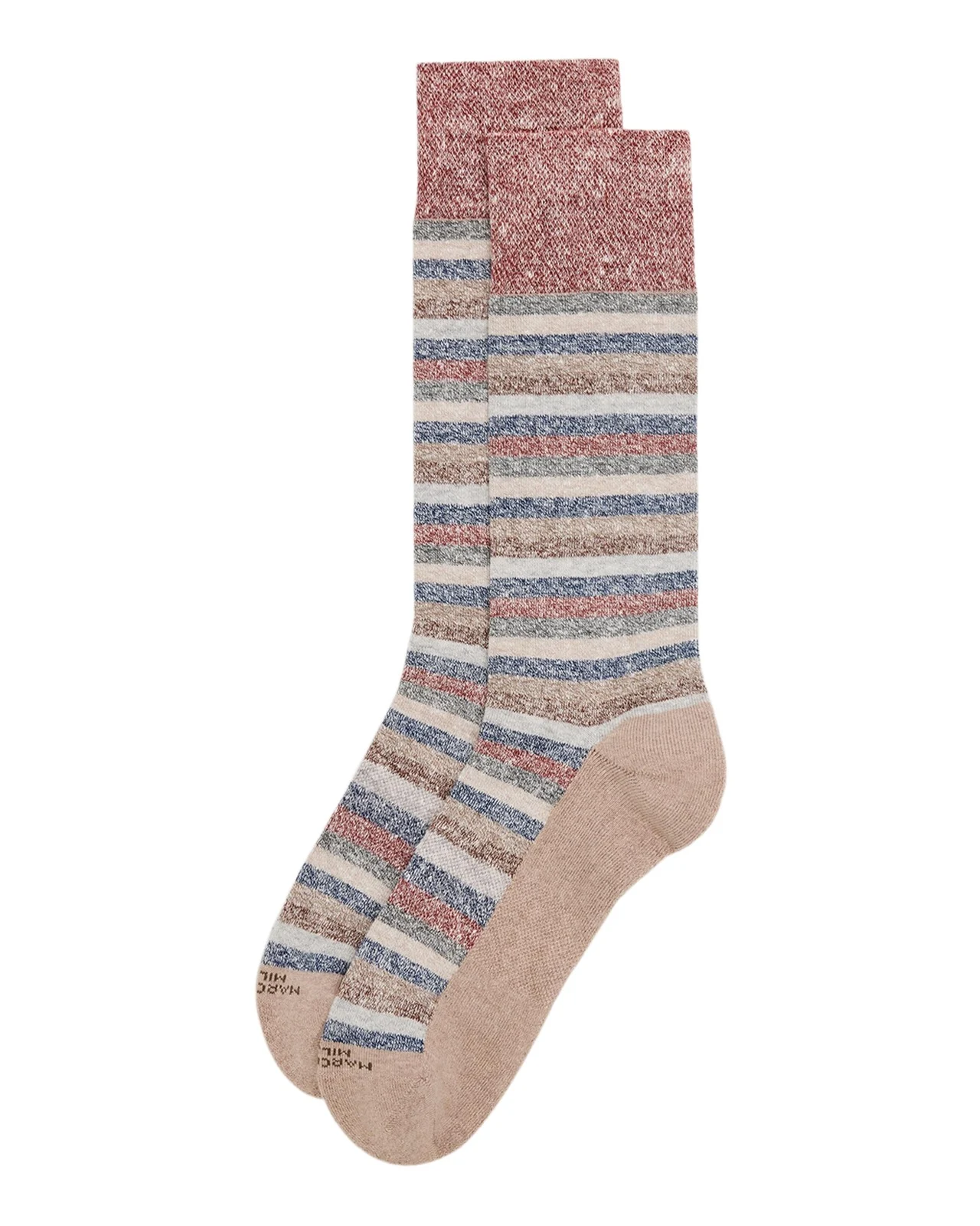 Marcoliani Men's Linen and Cotton Stripe Crew Socks