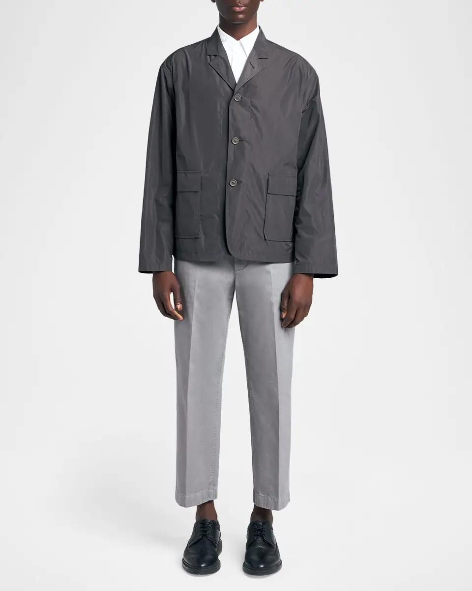 Thom Browne Men's Packable Logo-Print Shirt Jacket | Thumbnail 2 Thom Browne Men's Packable Logo-Print Shirt Jacket | Thumbnail 2