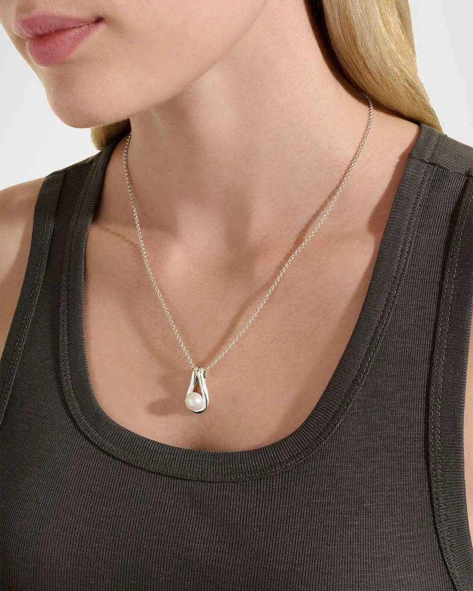 John Hardy Surf Sterling Silver Pearl Pendant Necklace, 2mm, 20"L | Thumbnail 2