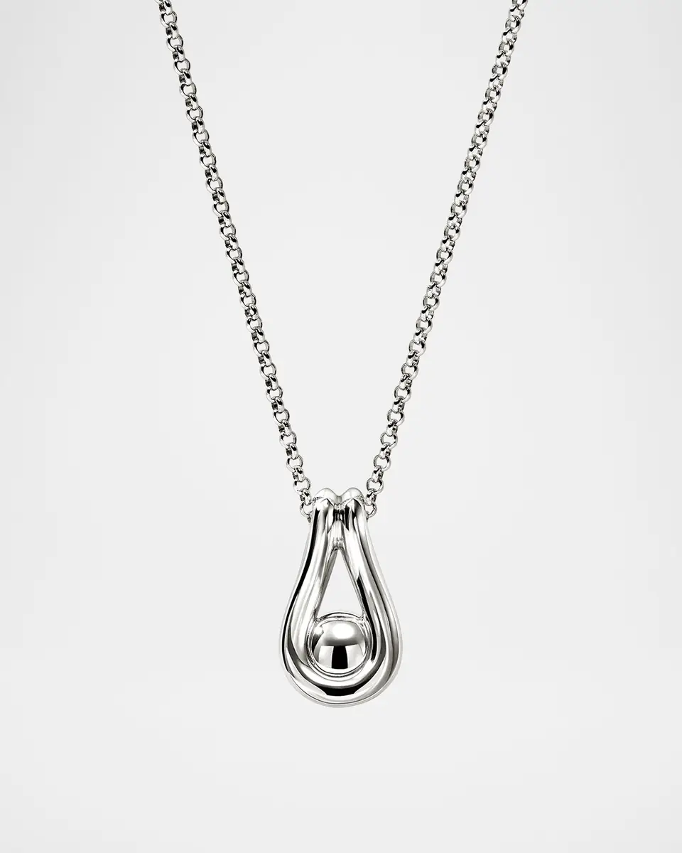 John Hardy Surf Sterling Silver Pearl Pendant Necklace, 2mm, 20"L | Thumbnail 3