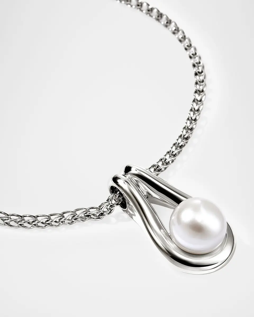 John Hardy Surf Sterling Silver Pearl Pendant Necklace, 2mm, 20"L | Thumbnail 4