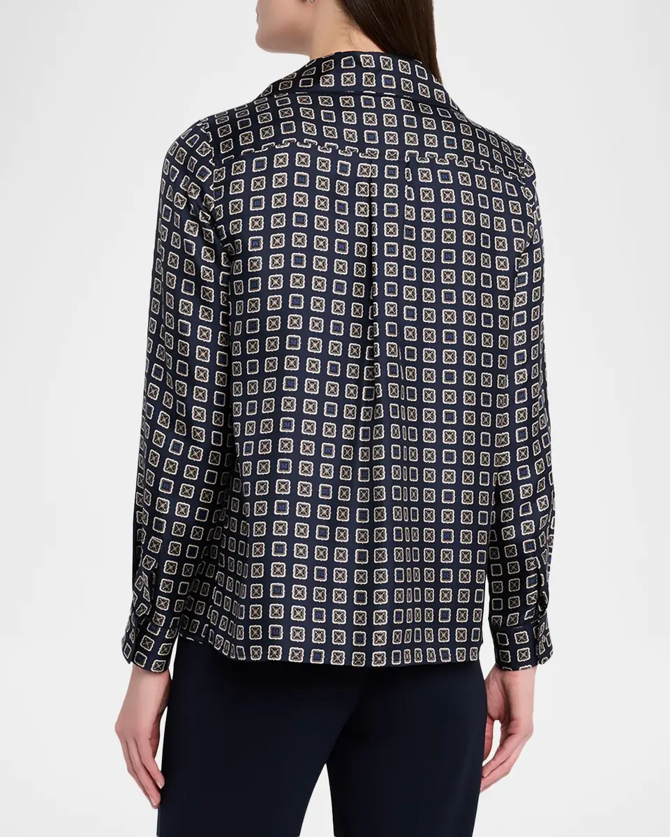 Max Mara Disco Geometric-Print Silk Twill Shirt | Thumbnail 2 Max Mara Disco Geometric-Print Silk Twill Shirt | Thumbnail 2