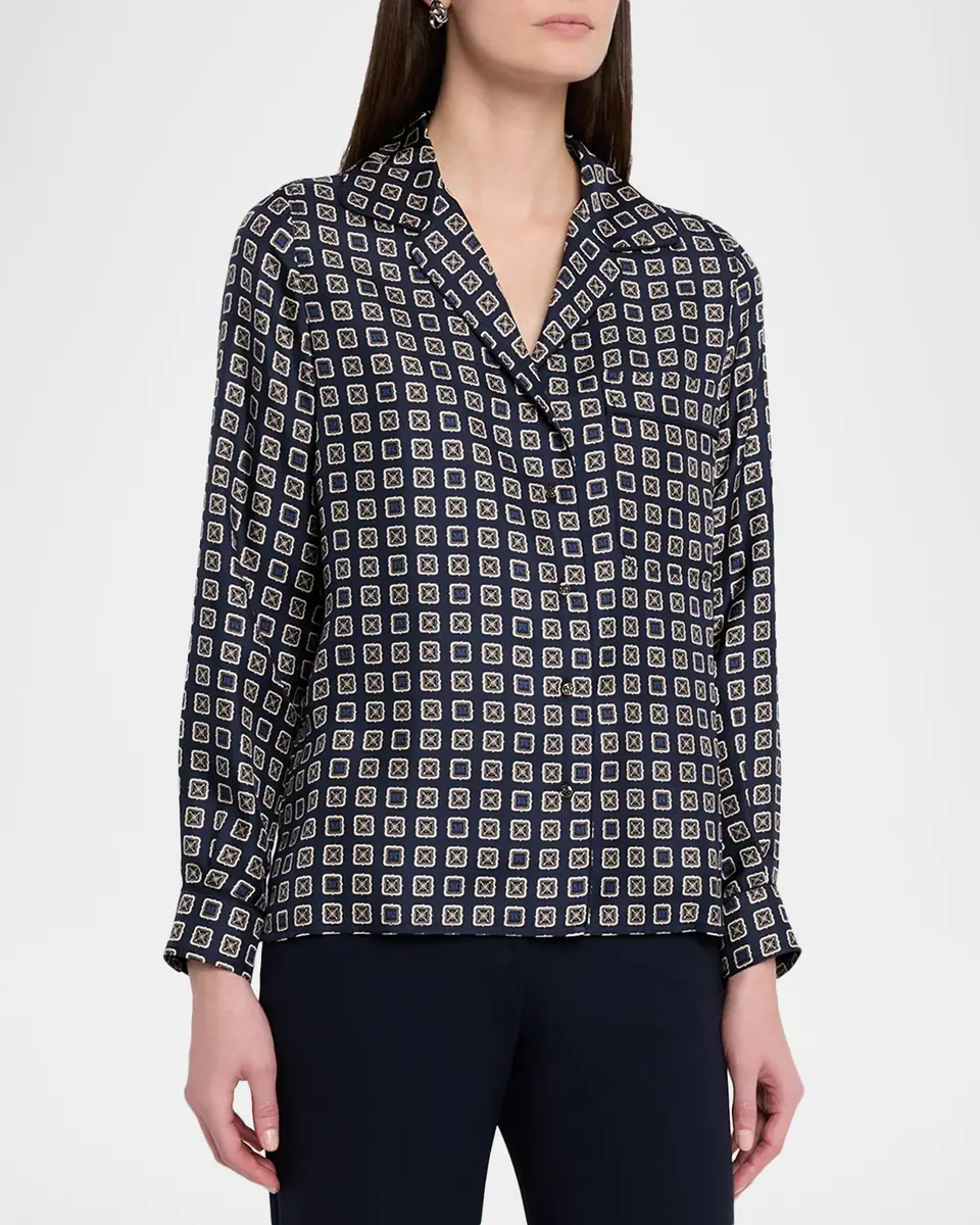 Max Mara Disco Geometric-Print Silk Twill Shirt | Thumbnail 3 Max Mara Disco Geometric-Print Silk Twill Shirt | Thumbnail 3