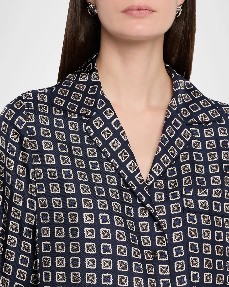 Max Mara Disco Geometric-Print Silk Twill Shirt | Thumbnail 4 Max Mara Disco Geometric-Print Silk Twill Shirt | Thumbnail 4