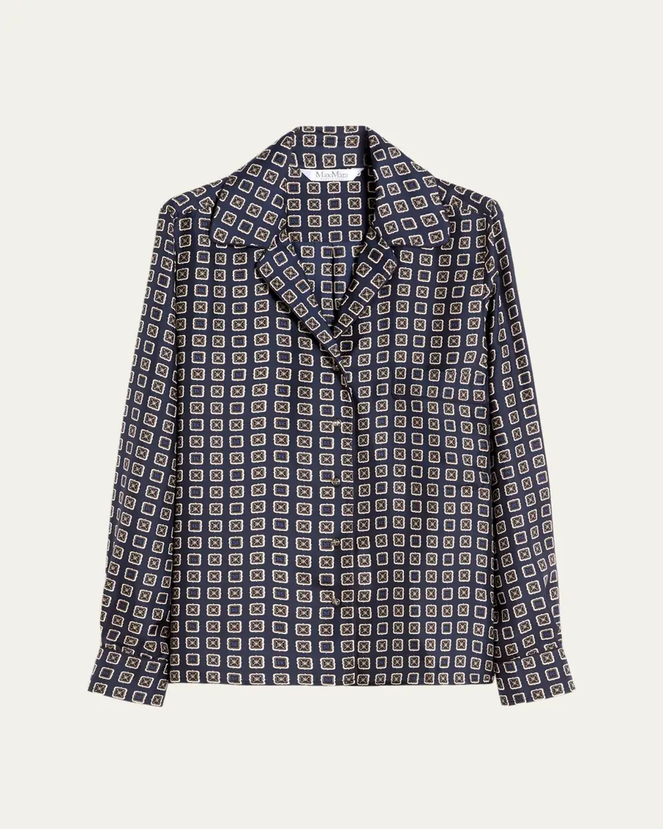 Max Mara Disco Geometric-Print Silk Twill Shirt | Thumbnail 5 Max Mara Disco Geometric-Print Silk Twill Shirt | Thumbnail 5