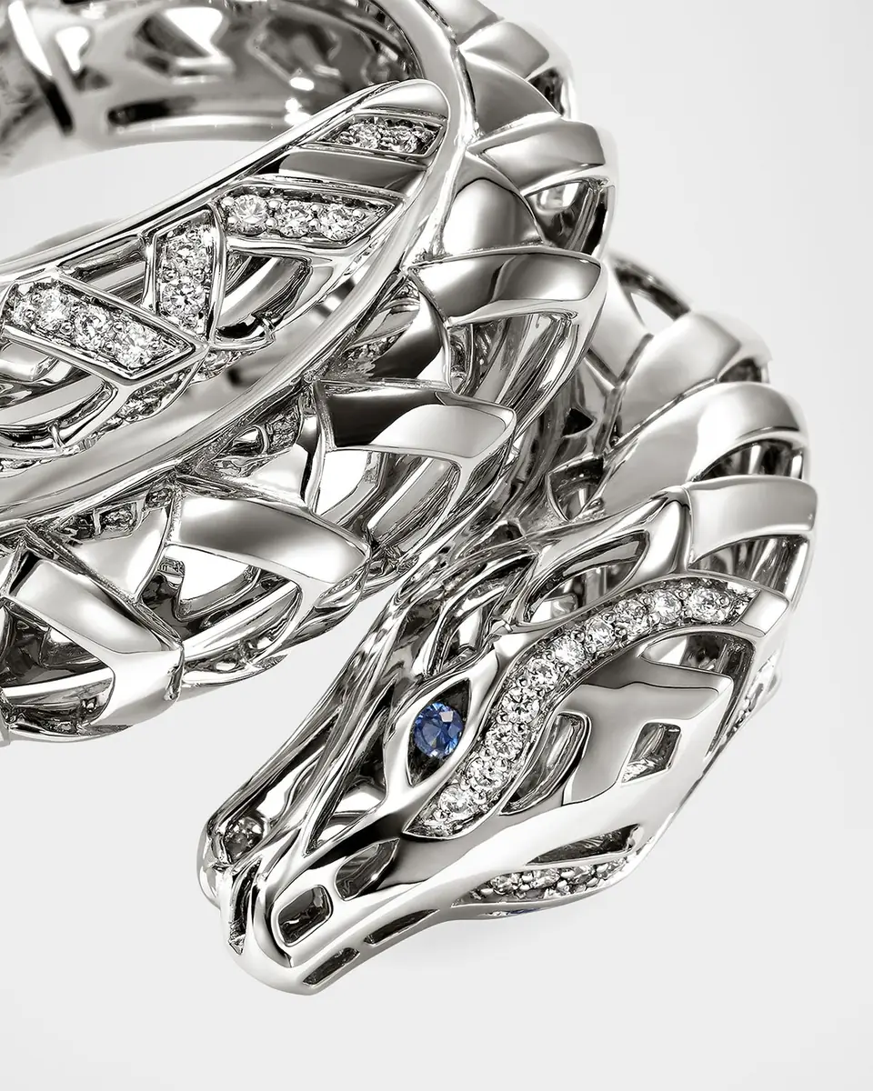 John Hardy Sterling Silver Naga Ring with Diamonds and Blue Sapphires | Thumbnail 5 John Hardy Sterling Silver Naga Ring with Diamonds and Blue Sapphires | Thumbnail 5